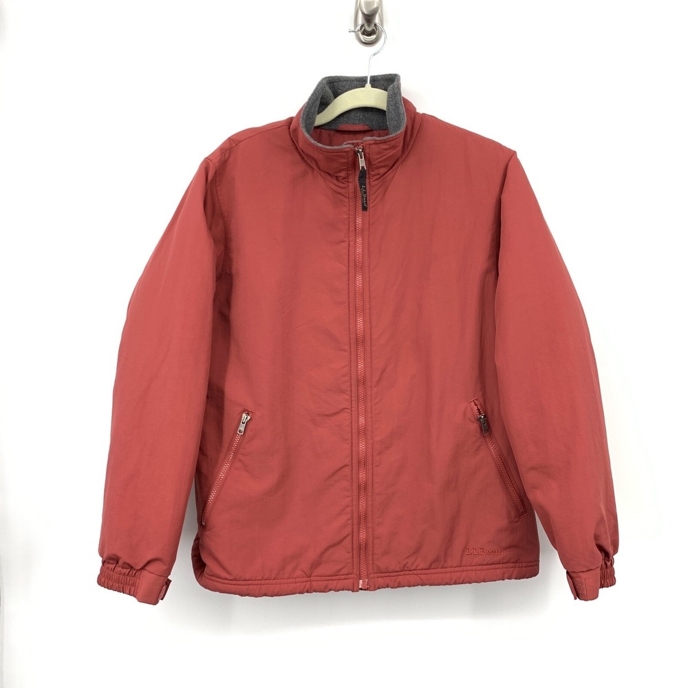 LL Bean‎ Women Medium Jacket Coat Magenta Pink Fleece Lined Zip Front